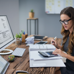 women working at her desk with the late payments