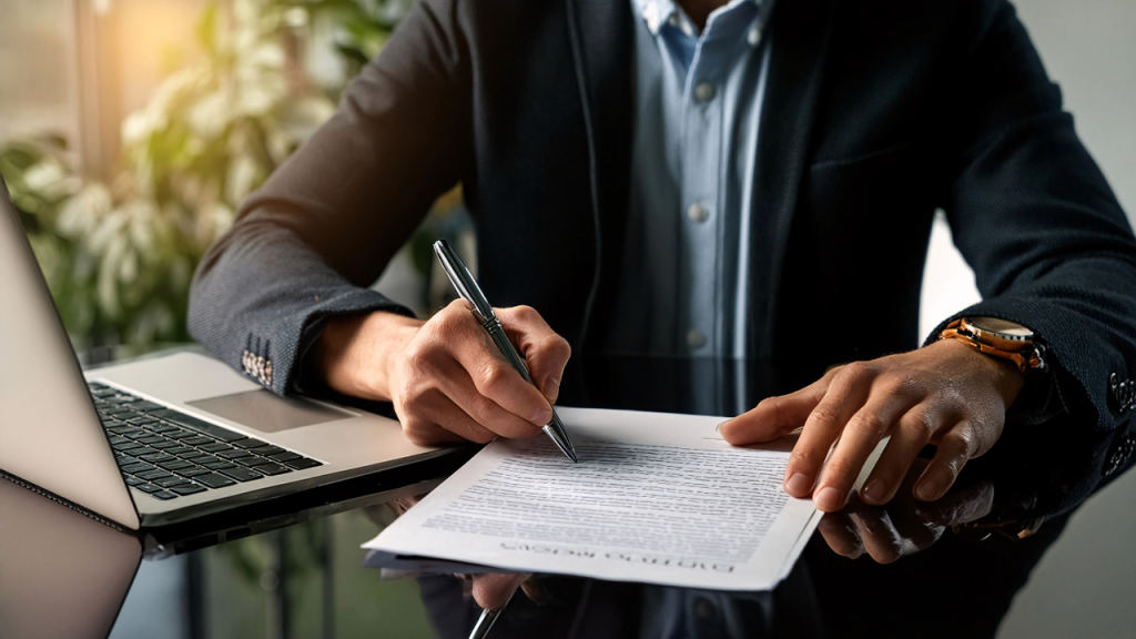 SA business owner signing a document