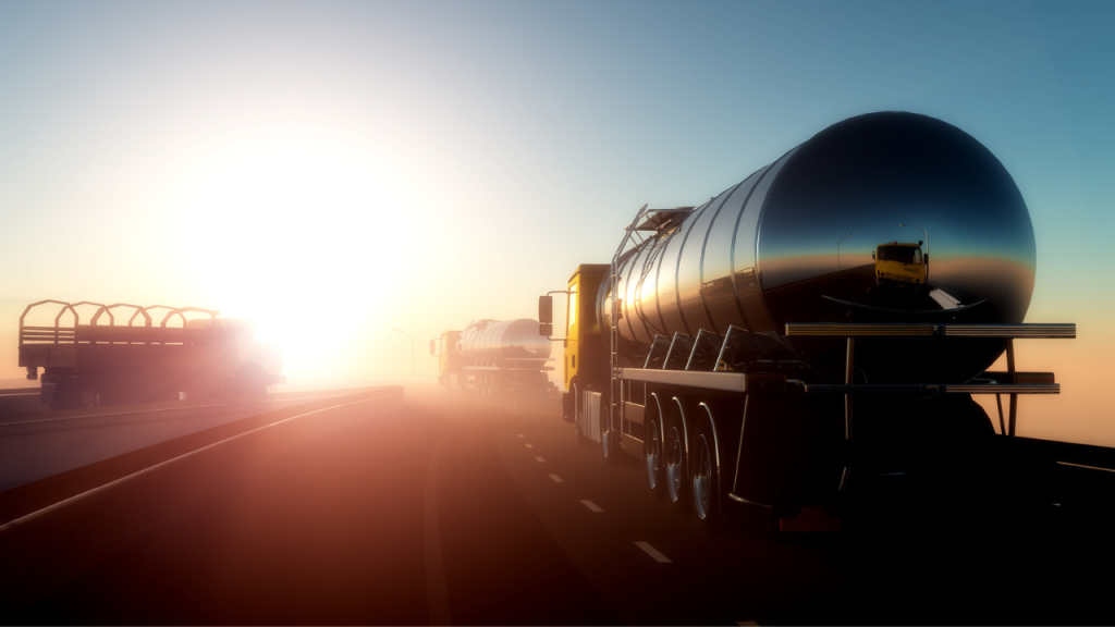 Fuel tanker trucks on a highway representing rising fuel costs and SME cash flow pressure in South Africa